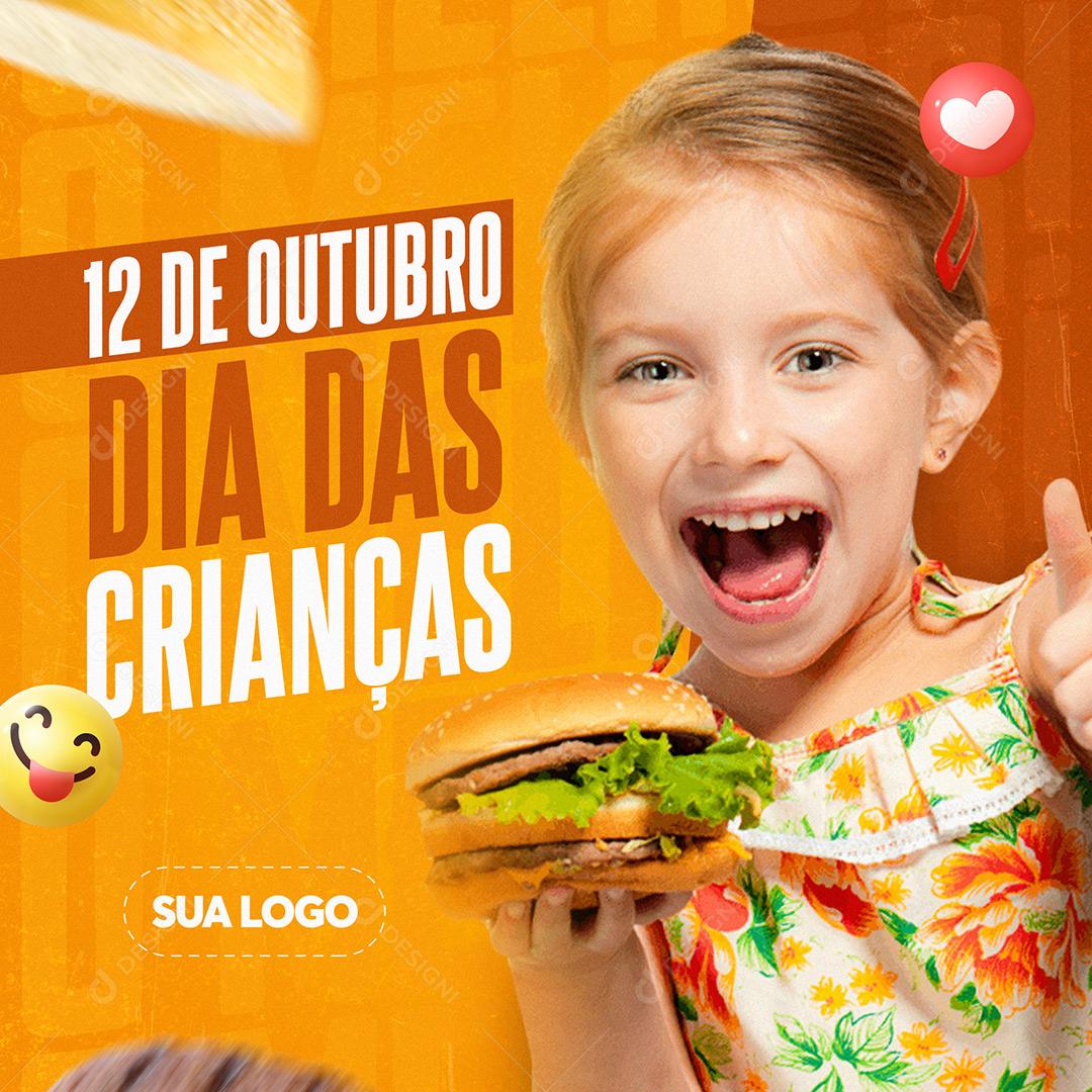 Post Feed 12 de Outubro Dia das Crianças Social Media PSD Editável