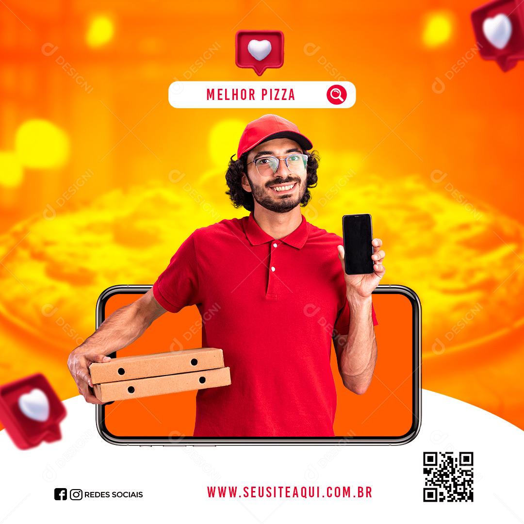 Post Feed Pizzaria Melhor Pizza Social Media PSD Editável