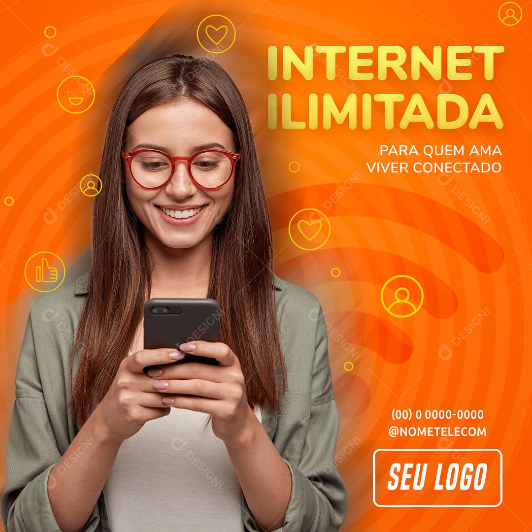 Internet Limitada Pra Quem Ama Viver Conectado Social Media PSD Editável