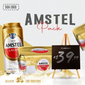 Post Feed Distribuidora Cerveja Amstel Pack Social Media PSD Editável