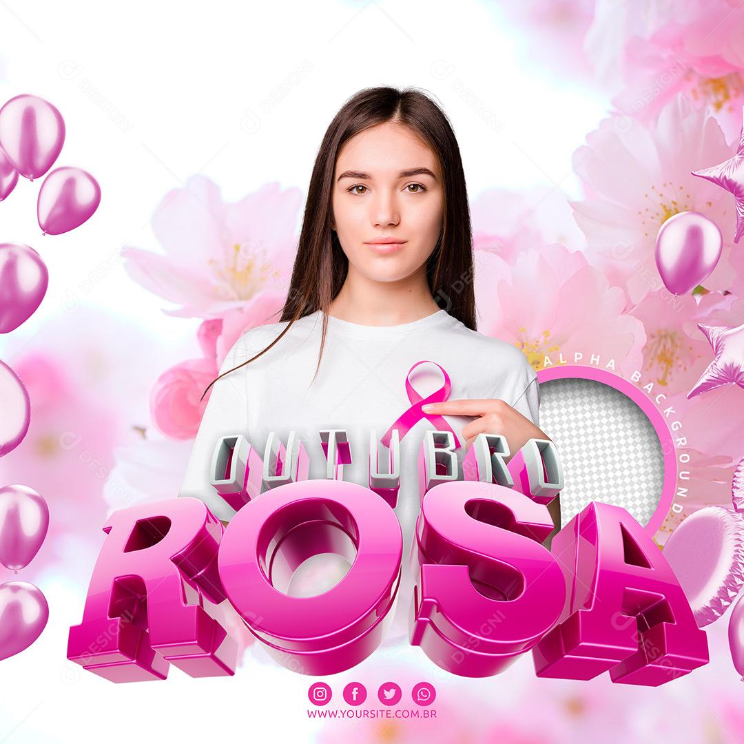 Post Feed Data Comemorativa Outubro Rosa Social Media PSD Editável