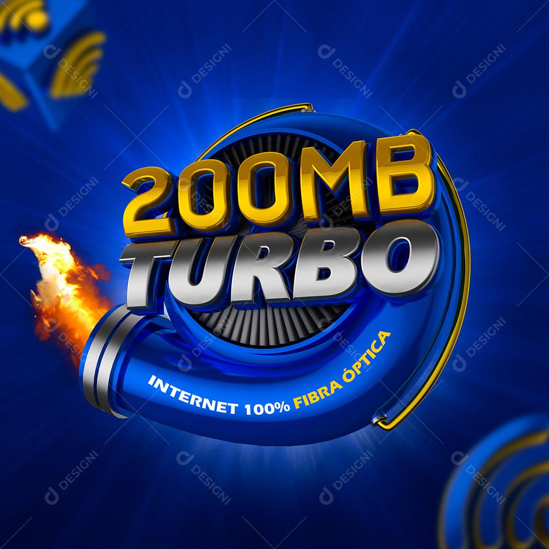 200MB Megabyte Turbo Selo 3D Para Composição Texto Editável PSD