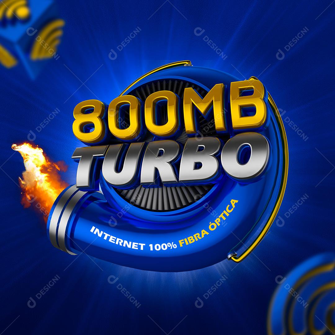 800MB Megabyte Turbo Selo 3D Para Composição Texto Editável PSD