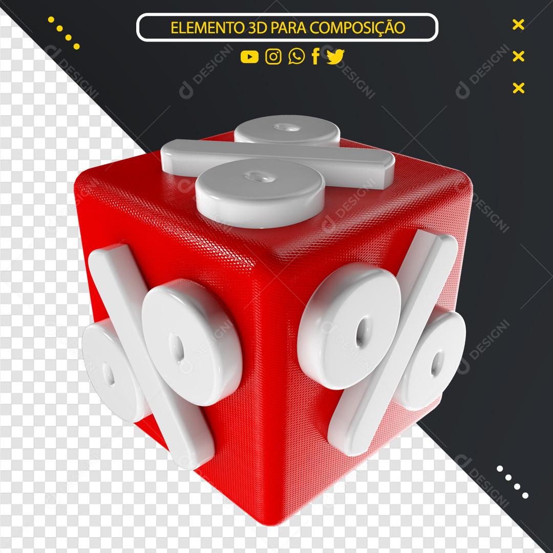Elemento 3D para Composição Dado Com Porcentagem PNG Transparente Sem Fundo