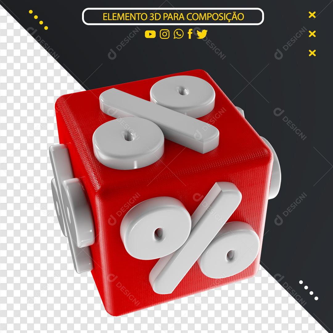 Elemento 3D para Composição Dado Com Porcentagem PNG Transparente Sem Fundo