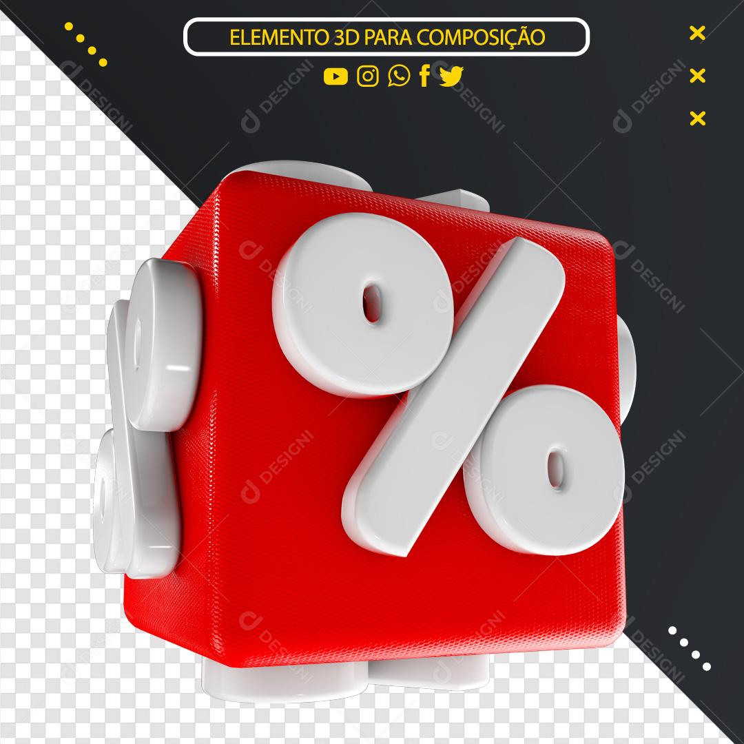 Elemento 3D para Composição Dado Com Porcentagem PNG Transparente Sem Fundo