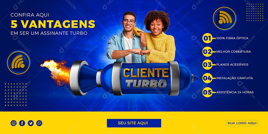 Post Banner Internet Cliente Turbo 5 Vantagens Social Media PSD Editável