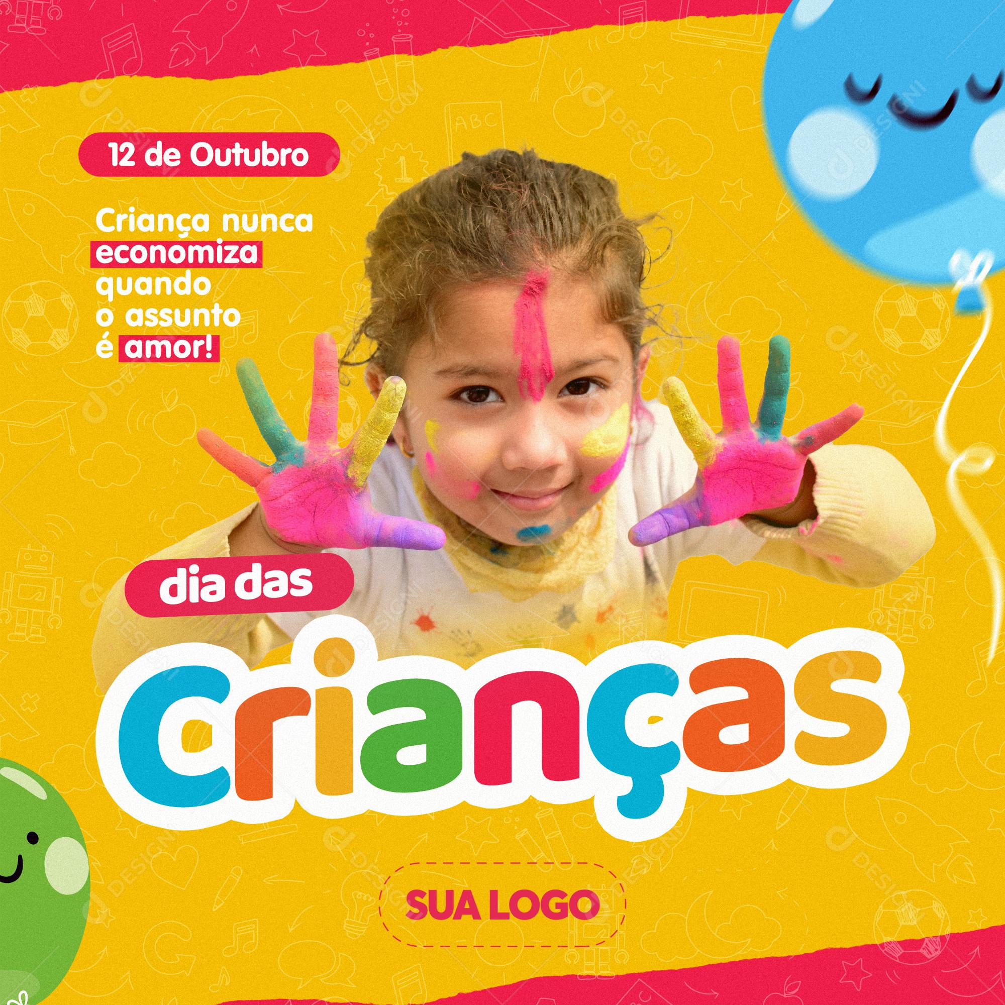 Post Feed Data Comemorativa Feliz Dia das Crianças Social Media PSD Editável