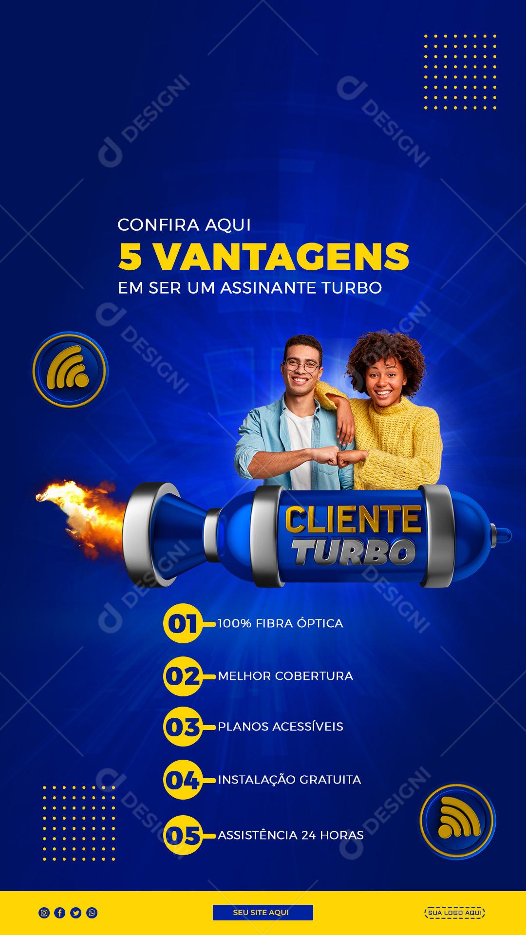 Post Story Internet Cliente Turbo 5 Vantagens Social Media PSD Editável