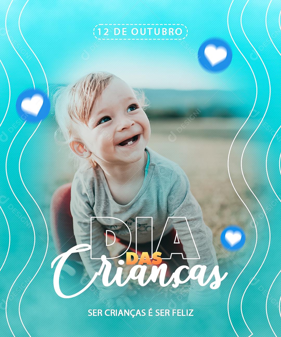 Post Feed Data Comemorativa 12 de Outubro Dia das Crianças Social Media PSD Editável