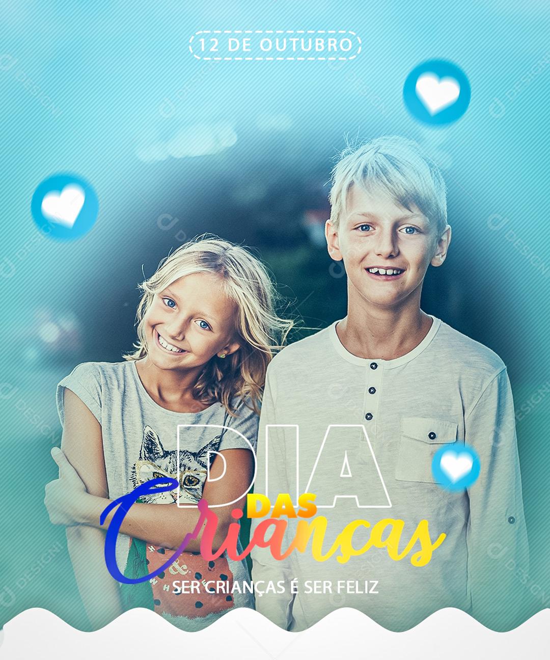 Post Feed Data Comemorativa 12 de Outubro Dia das Crianças Social Media PSD Editável