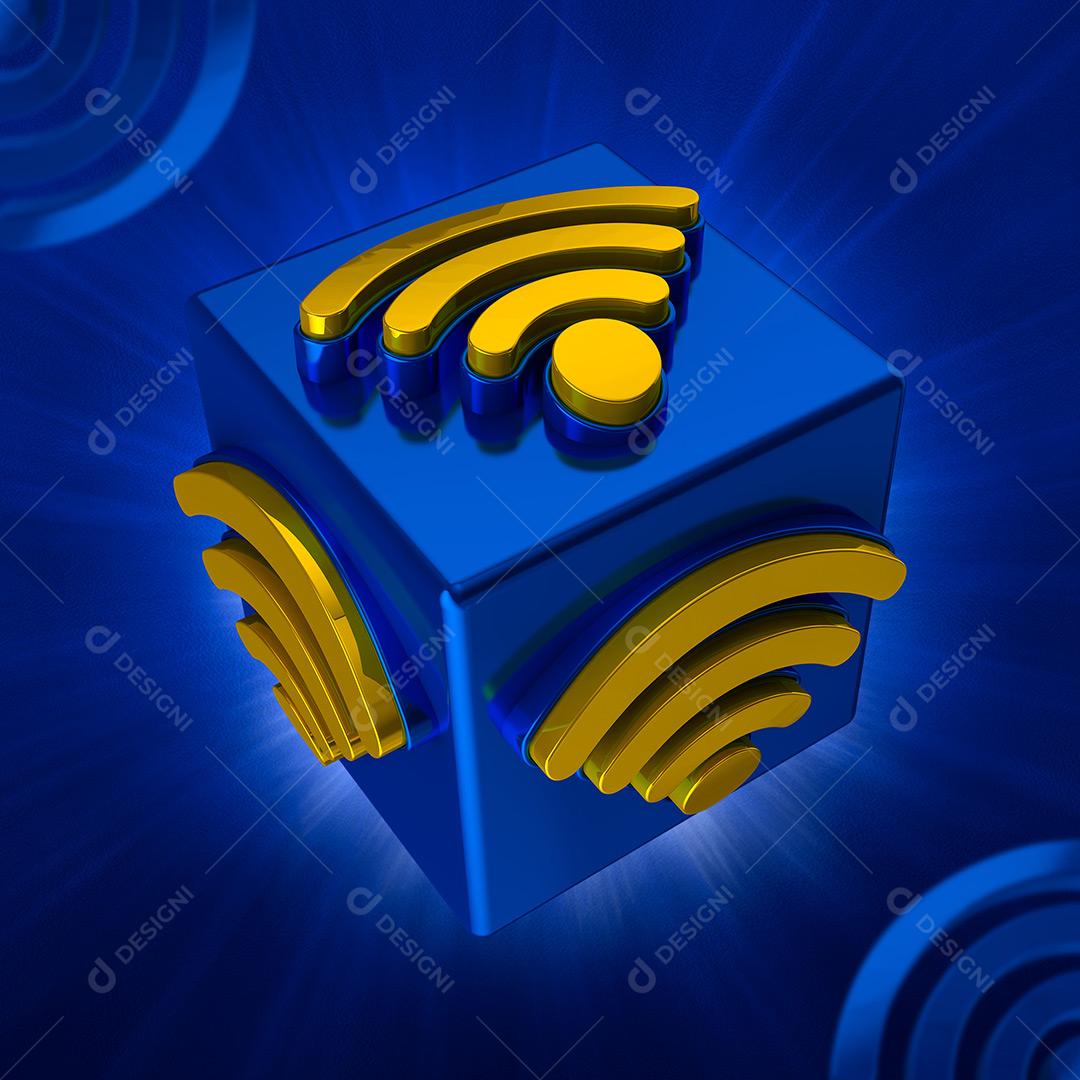 Wi-Fi Cubo Elemento 3D Para Composição PSD