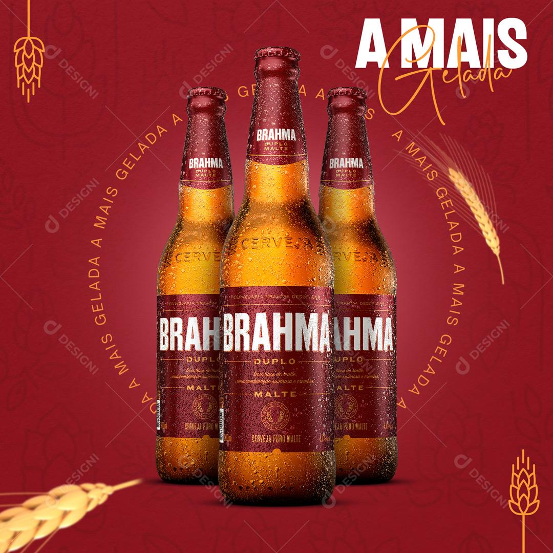 Post Feed Distribuidora A Mais Gelada Brahma Duplo Malte Social Media PSD Editável