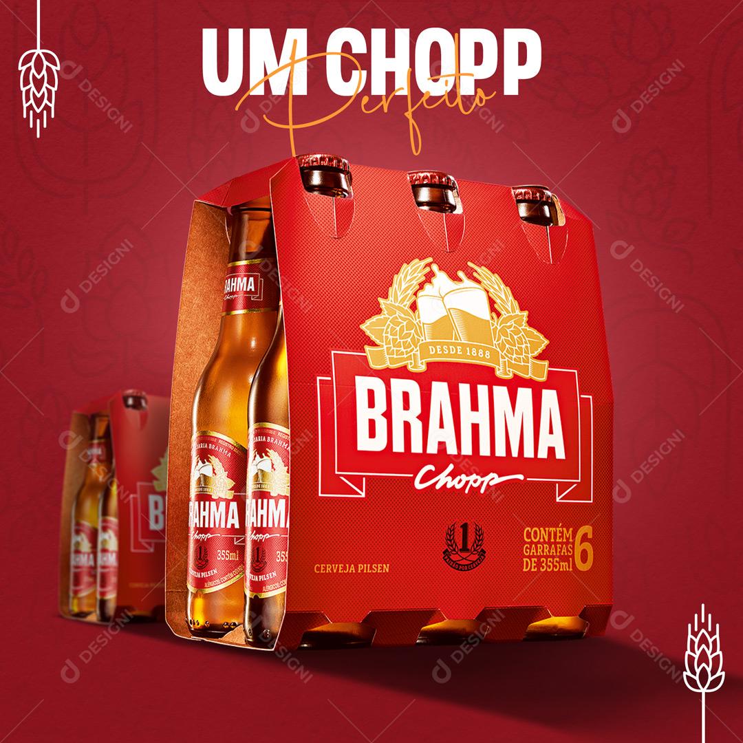 Post Feed Distribuidora Um Chopp Perfeito Pack Brahma Chopp Social Media Editable PSD