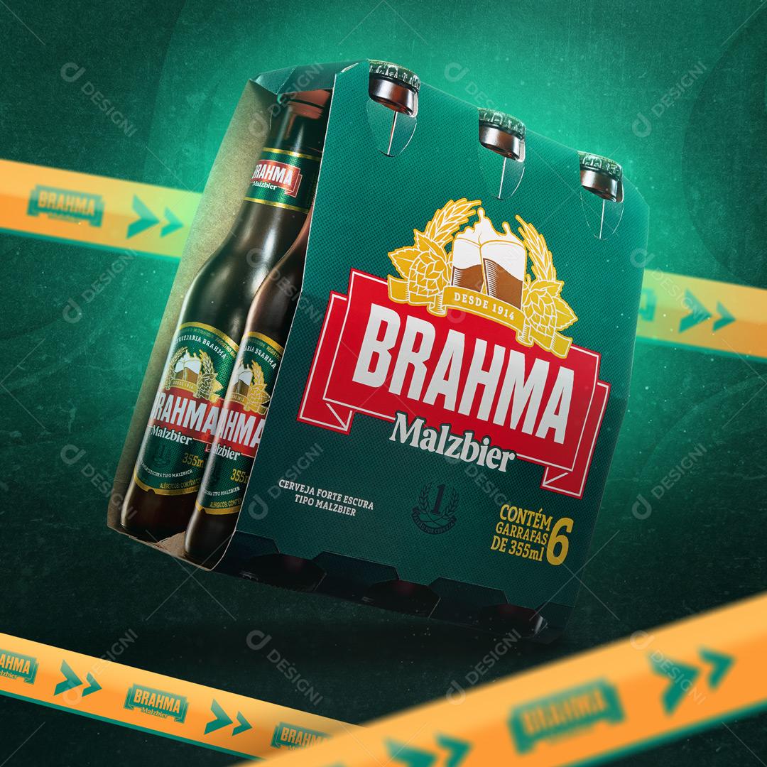 Post Feed Distribuidora Pack Brahma Malzbier Social Media PSD Editável