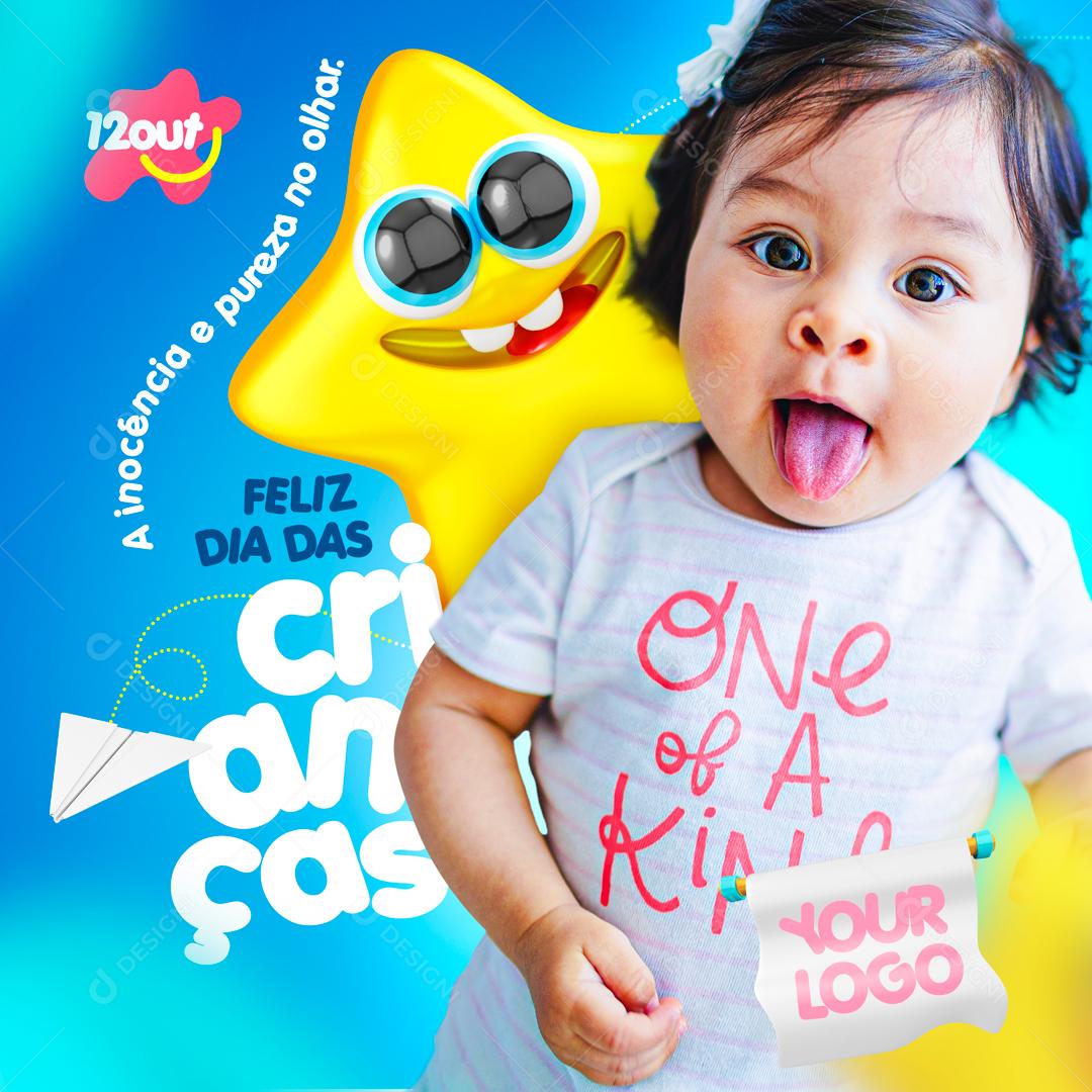 Post Feed Data Comemorativa Feliz Dia das Crianças Social Media PSD Editável