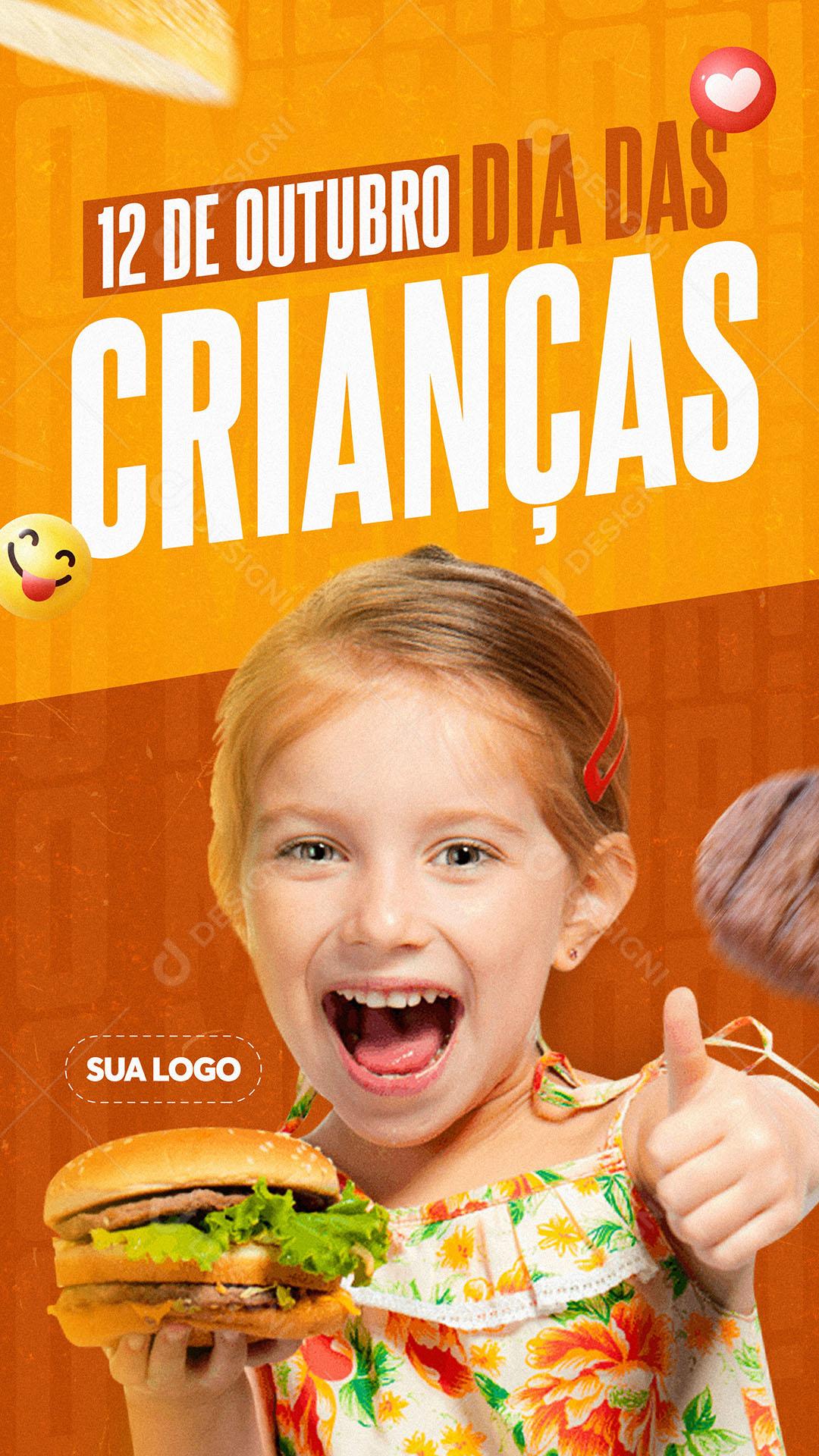 Post Story 12 de Outubro Dia das Crianças Social Media PSD Editável