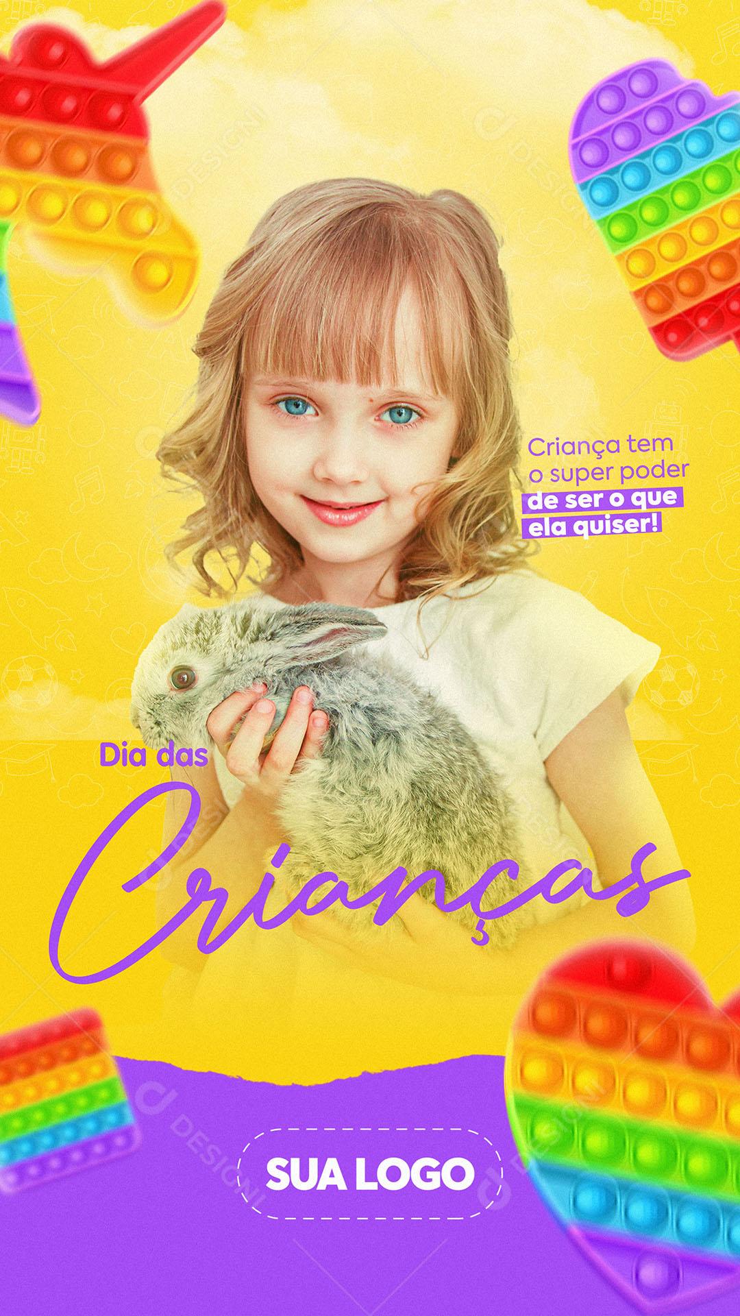 Post Story Data Comemorativa Dia das Crianças Social Media PSD Editável