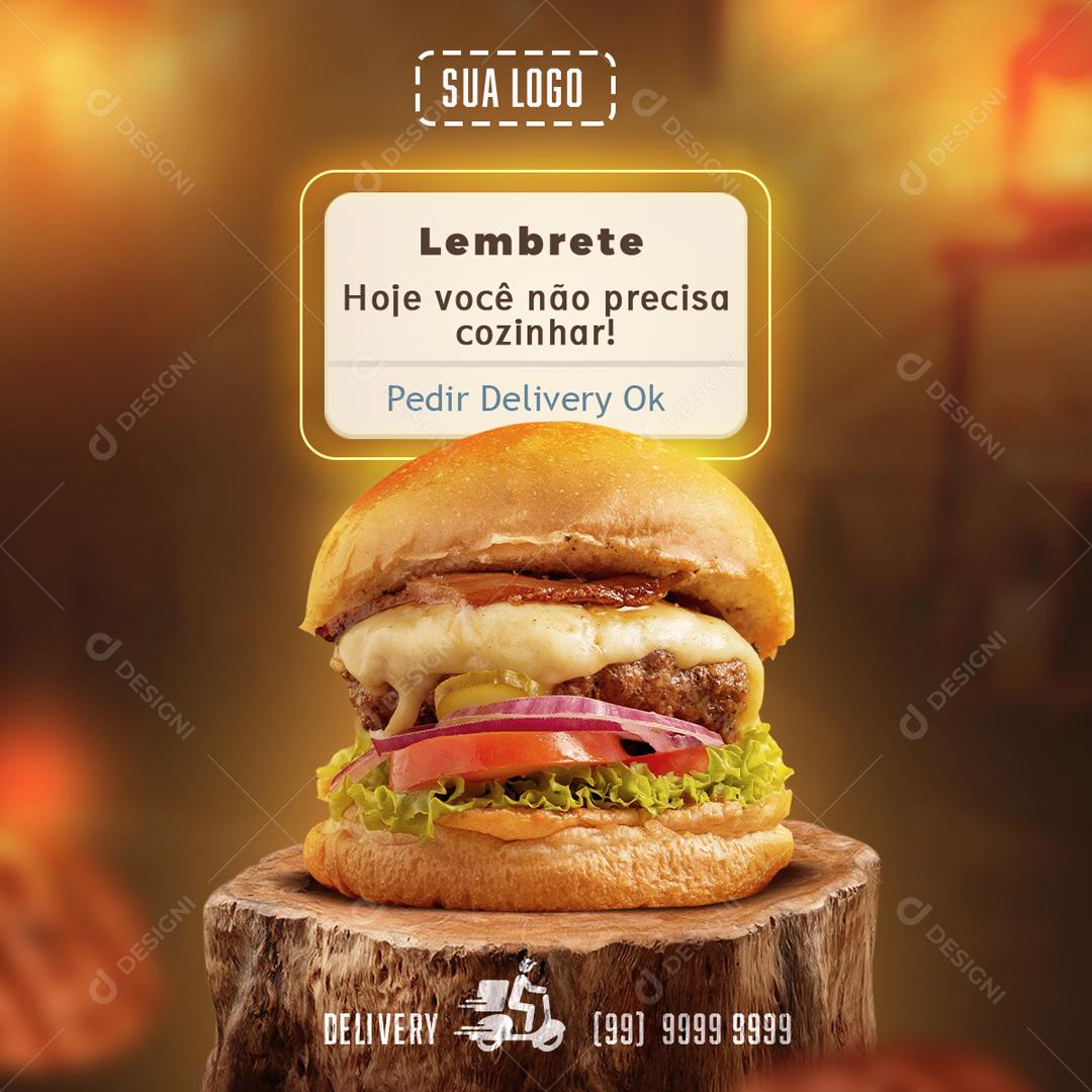 Lembrete Hoje Você Não Precisa Cozinhar Social Media PSD Editável