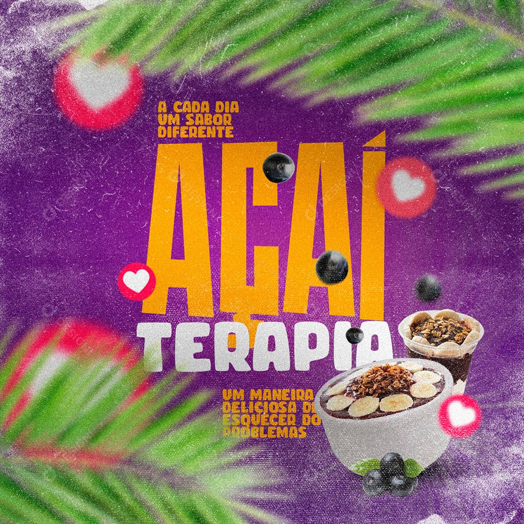 Açaí Terapia Social Media PSD Editável