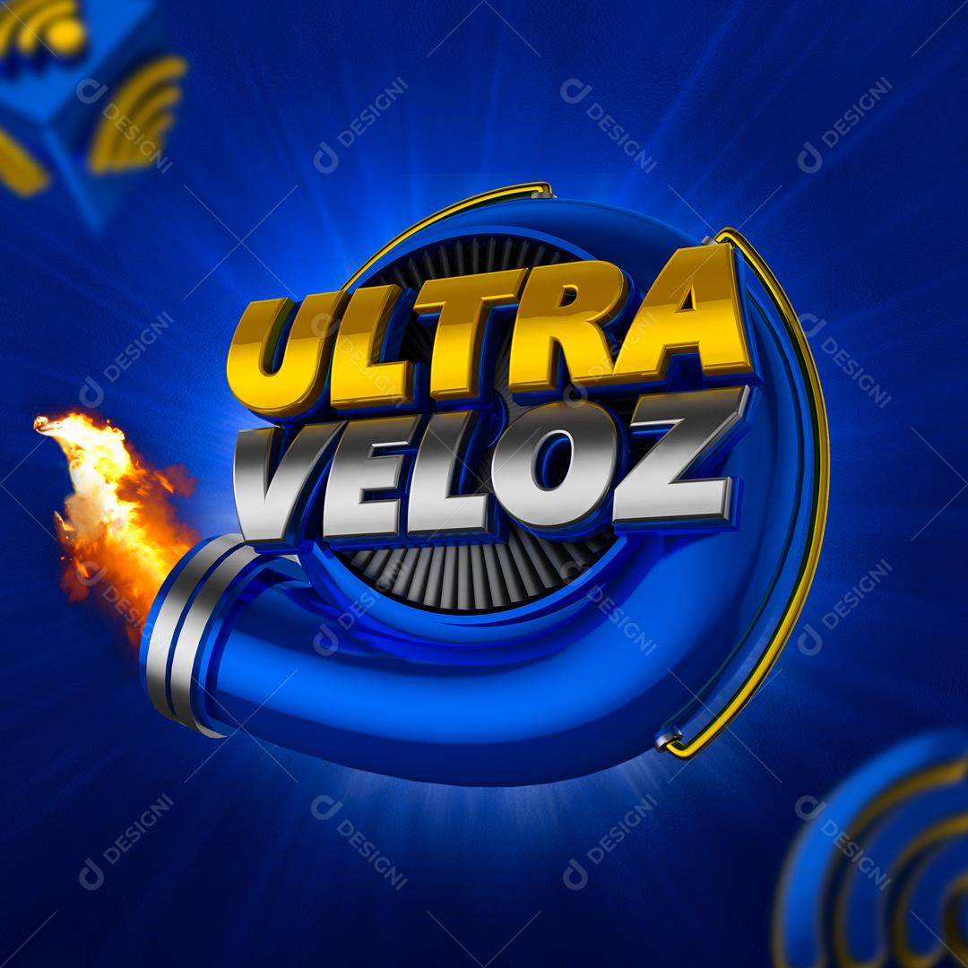Selo 3D Para Composição Ultra Veloz Wif-fi Azul PSD Editável