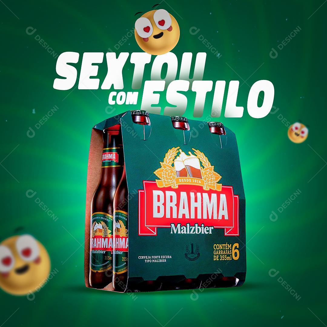 Sextou Com Estilo Cerveja Brahma Malzbier Social Media PSD Editável
