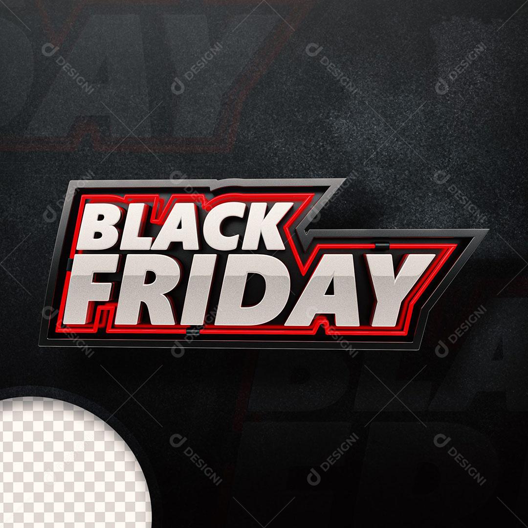 Black Friday Selo 3D Para Composição PNG Transparente + PSD