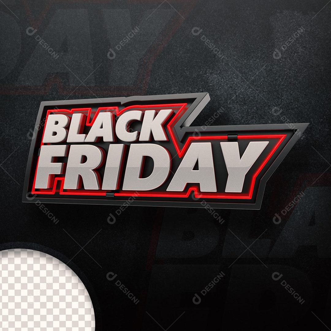 Black Friday Selo 3D Para Composição PNG Transparente + PSD