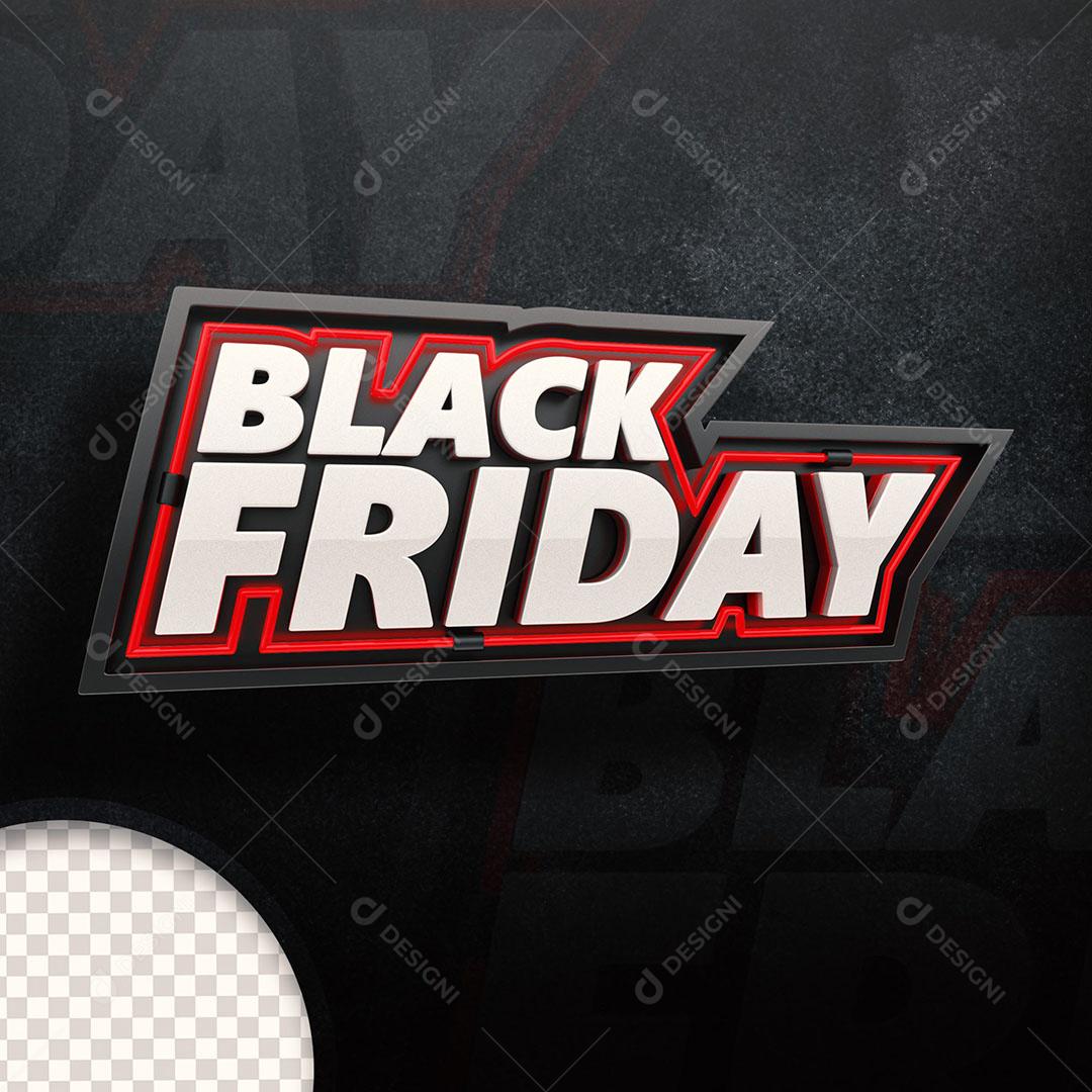 Black Friday Selo 3D Para Composição PNG Transparente + PSD