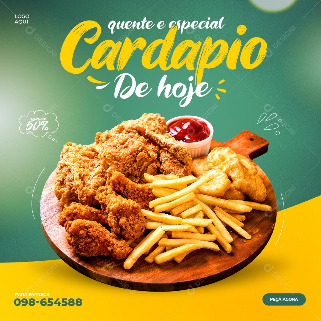 Post Feed Quente e Especial Cardápio de Hoje Social Media PSD Editável