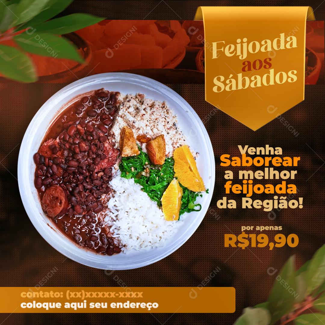 Feijoada Aos Sábados Venha Saborear Social Media PSD Editável