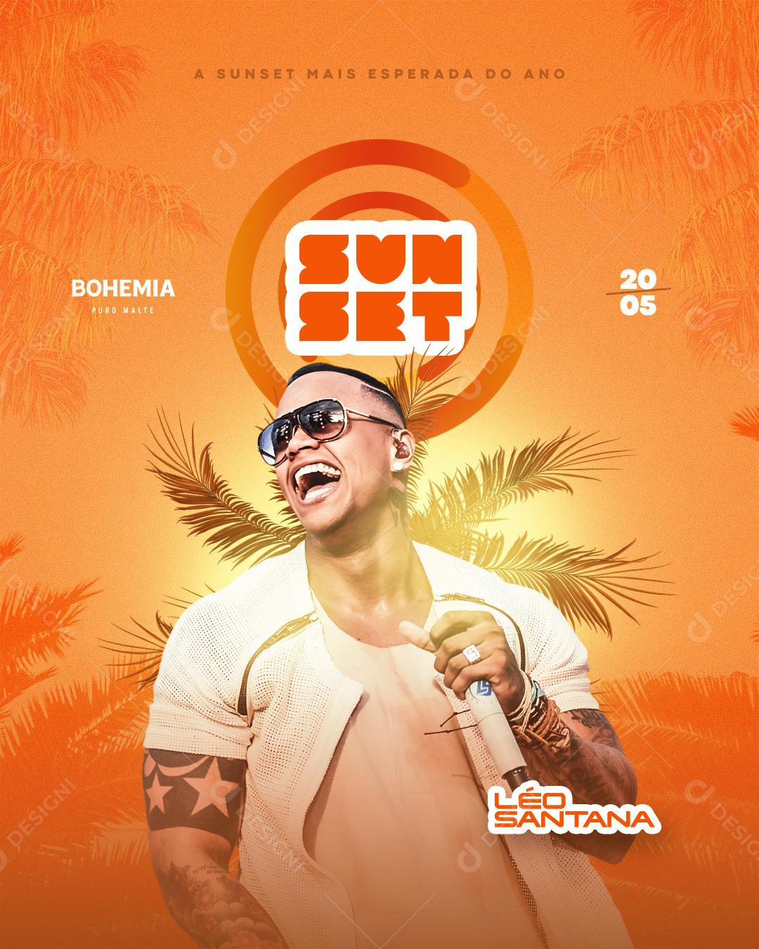 Feed Flayer Sun Set Social Media Editable PSD