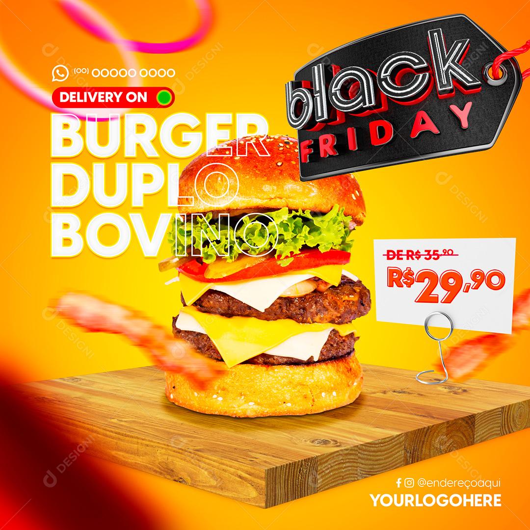 Black Friday Burguer Duplo Bovino Media PSD Editável