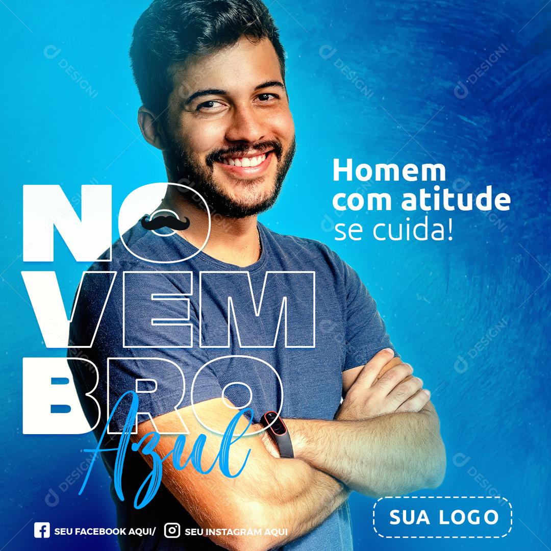 Novembro azul Homem Data Comemorativa Social Media PSD Editável