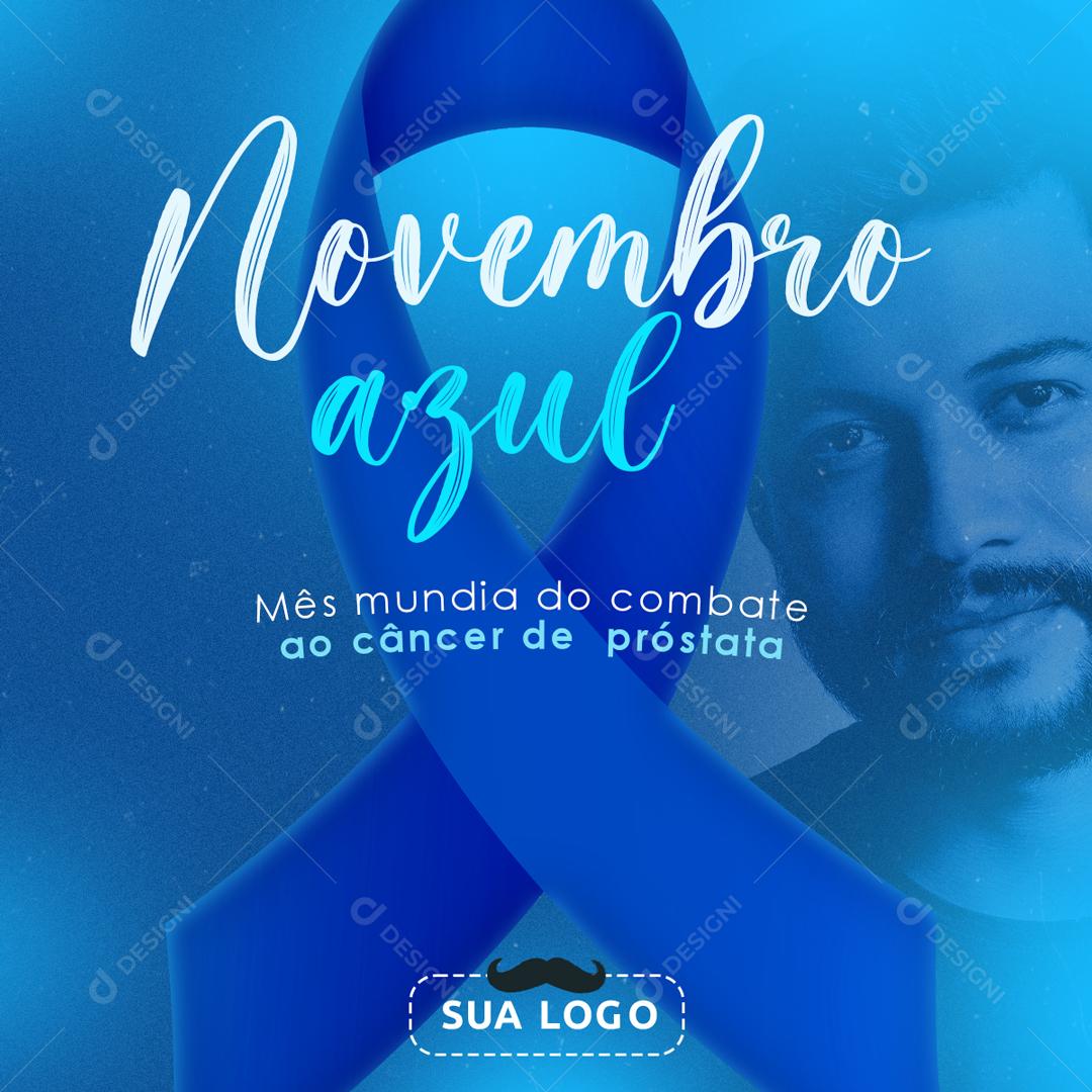Novembro azul Mês Mundial Do Combate Ao Câncer Social Media PSD Editável