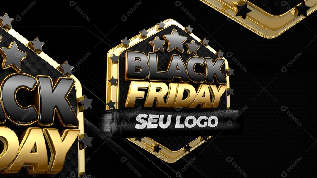 Black Friday Selo 3D Para Composição Texto Editável PSD