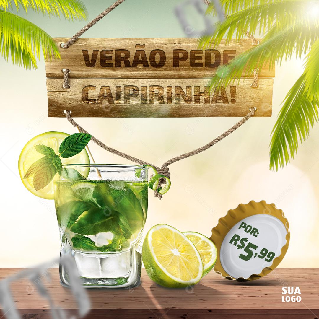 Verão Pede Caipirinha Social Media PSD Editável