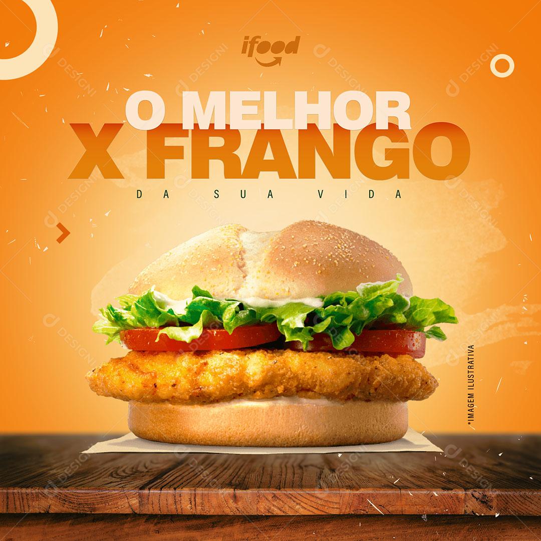 Post Feed Hamburgueria O Melhor X-Frango Social Media PSD Editável