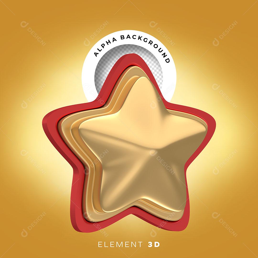 Estrela Elemento Natalino 3D Para Composição PNG Transparente