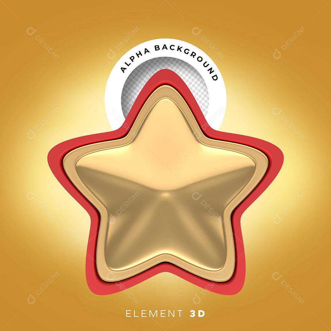 Estrela Elemento Natalino 3D Para Composição PNG Transparente