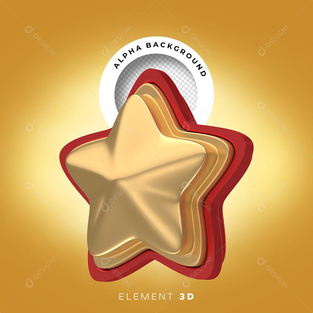 Estrela Elemento Natalino 3D Para Composição PNG Transparente
