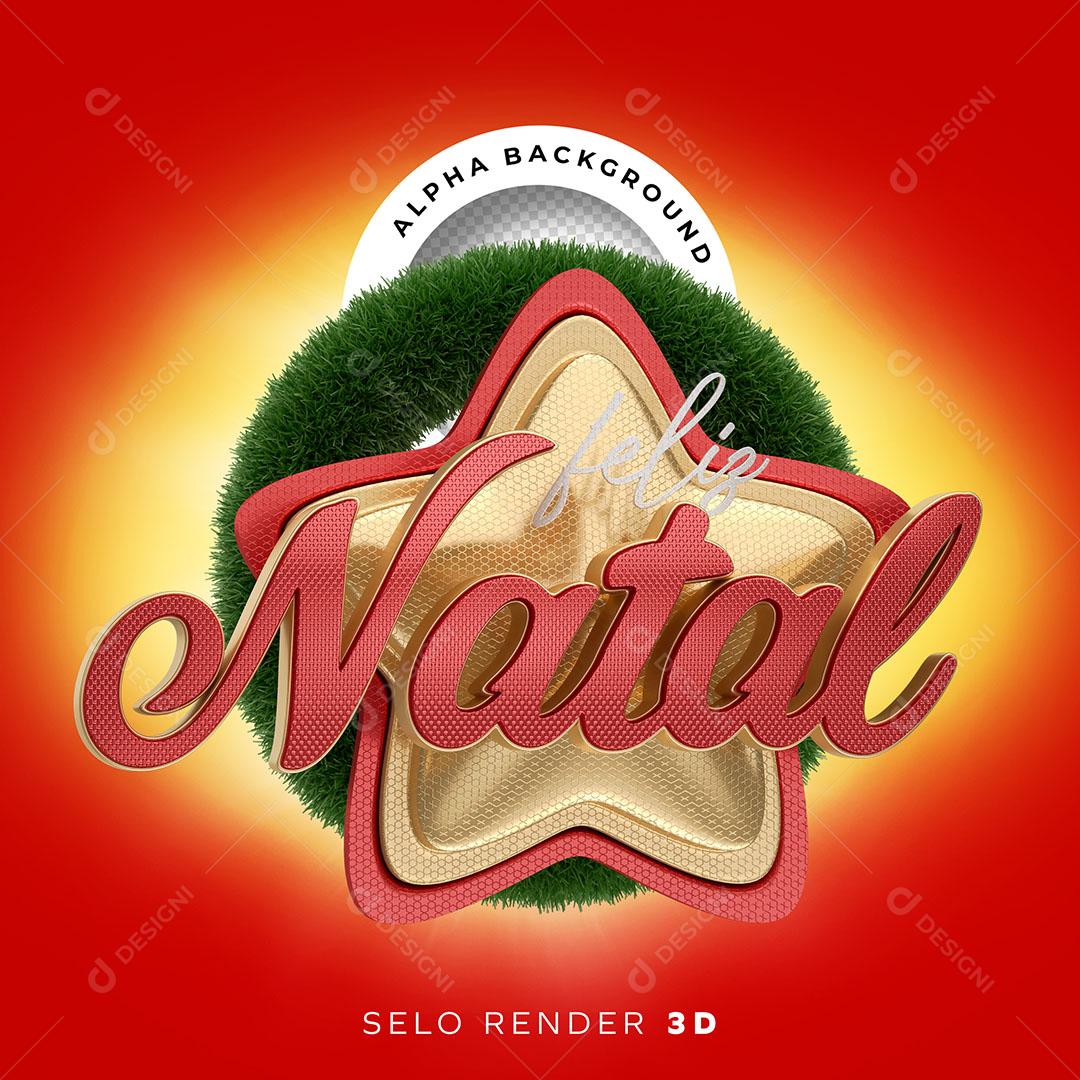 Feliz Natal Selo 3D Natalino Para Composição PNG Transparente