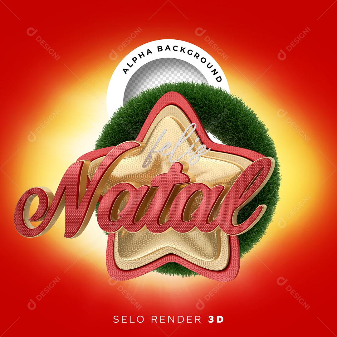 Feliz Natal Selo 3D Natalino Para Composição PNG Transparente