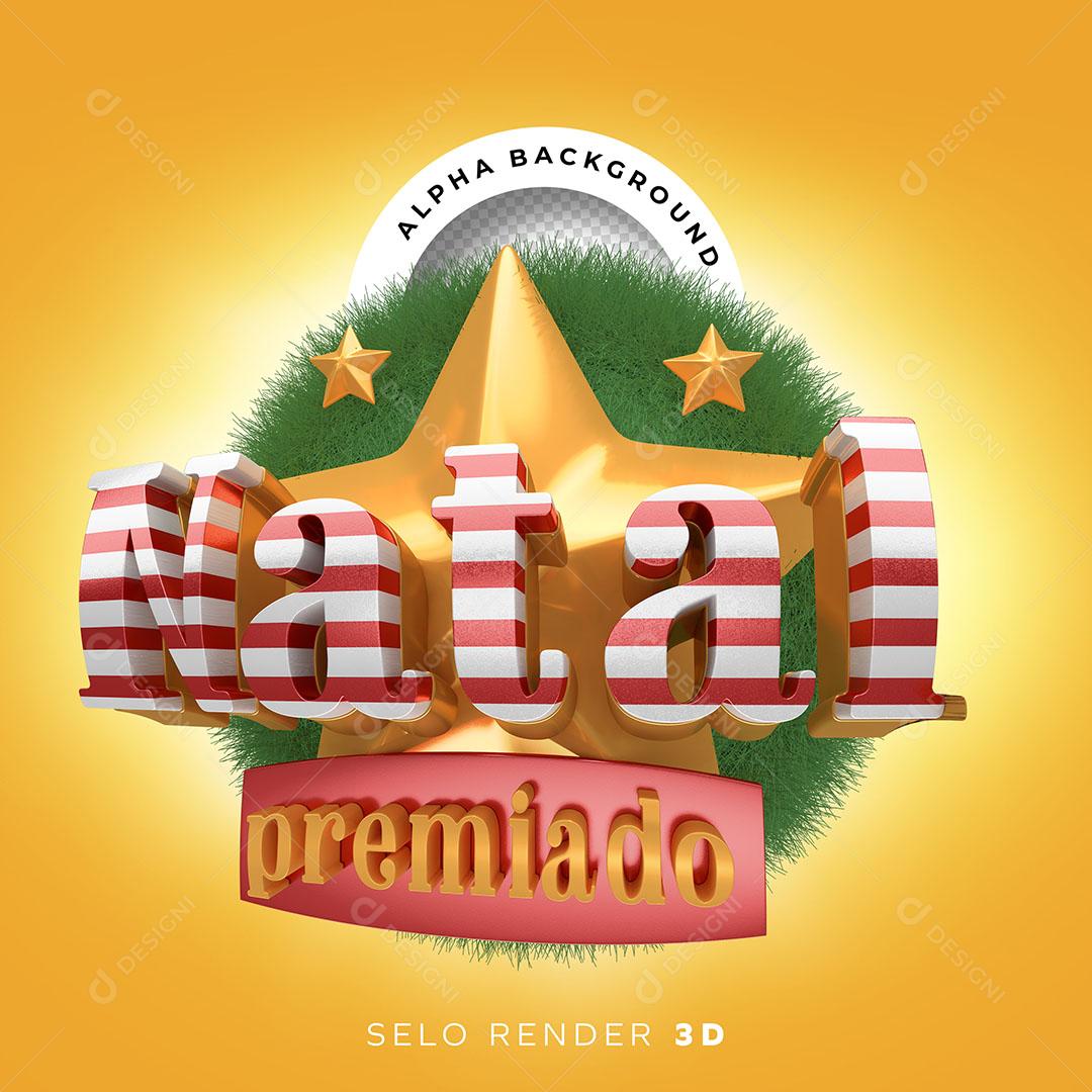 Natal Premiado Selo 3D Para Composição PNG Transparente