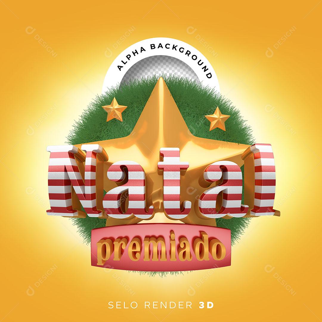 Natal Premiado Selo 3D Para Composição PNG Transparente