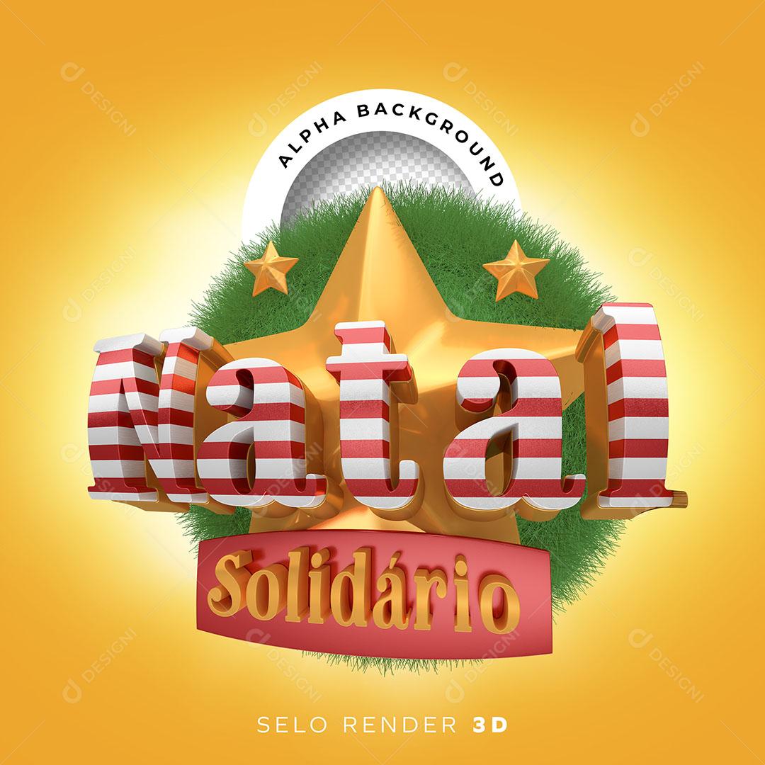 Natal Solidário Selo 3D Para Composição PNG Transparente