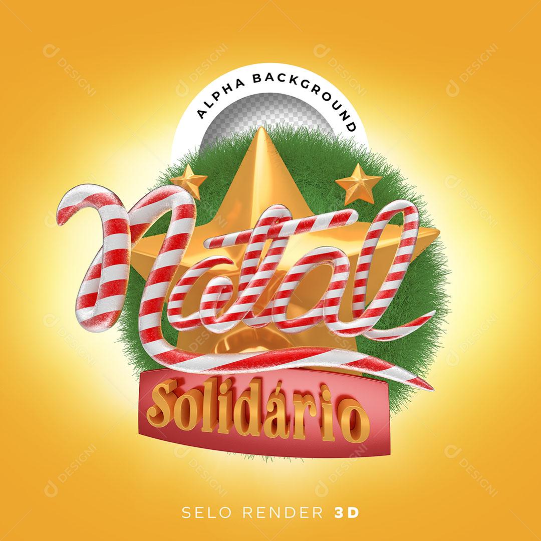 Natal Solidário Selo 3D Para Composição PNG Transparente