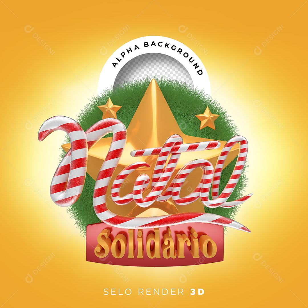 Natal Solidário Selo 3D Para Composição PNG Transparente