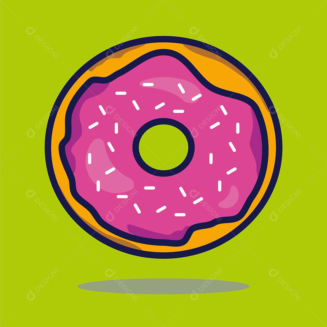 Elemento Para Composição Donut Rosquinha Rosa EPS
