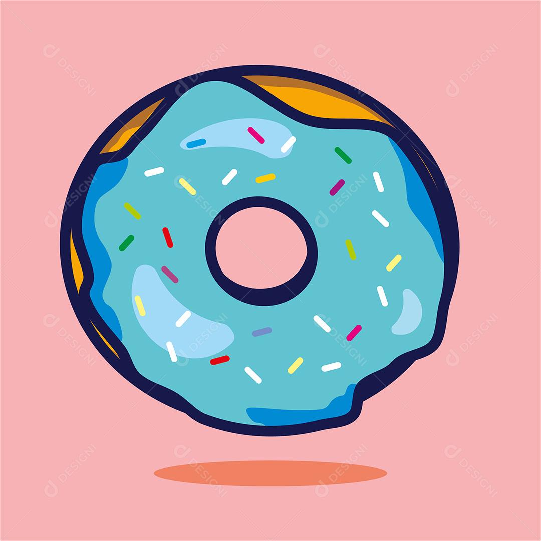 Elemento Para Composição Donut Rosquinha Azul EPS